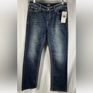 Reba Women's‎ Size 8 Jayden Straight Embroidery Rhinestones Pattern Blue Jeans